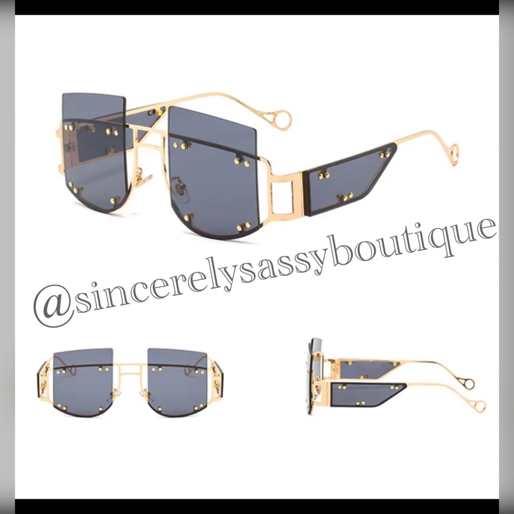 Gold Frame Glasses with Black Lens😎 Glasses